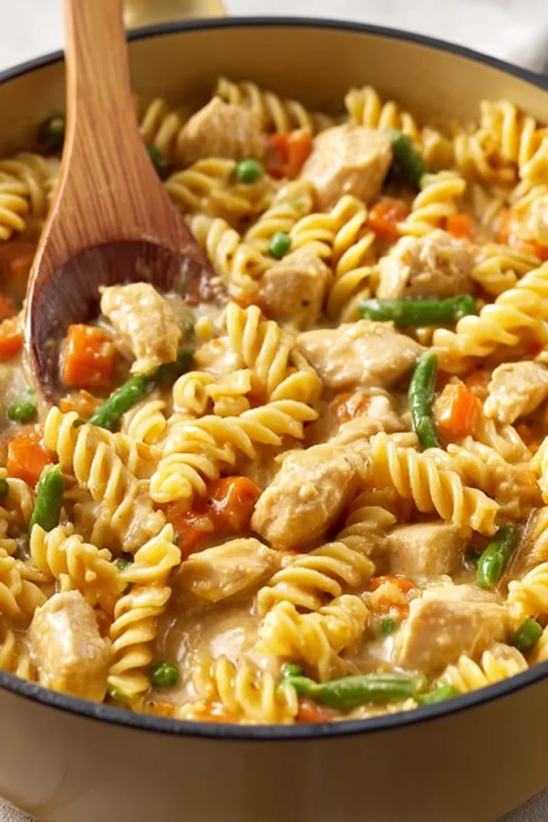 Plate of easy chicken and noodles served with herbs