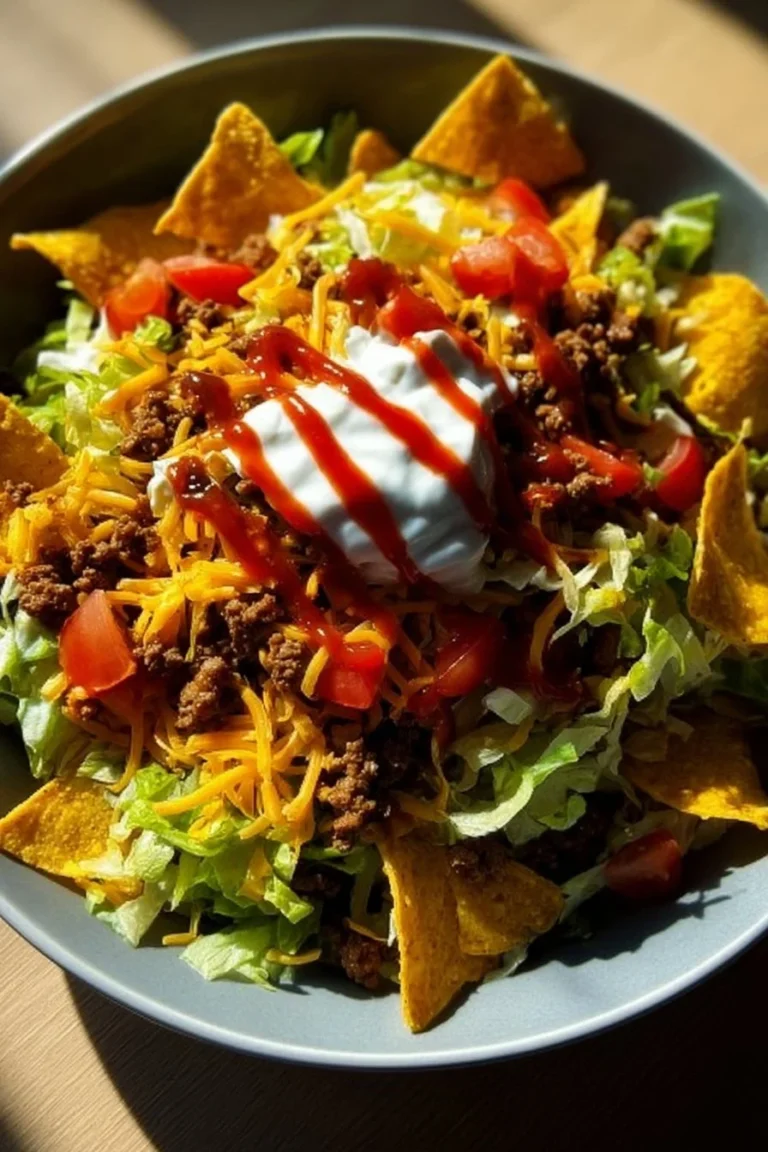 Delicious Easy Doritos Taco Salad served in a bowl with vibrant toppings.