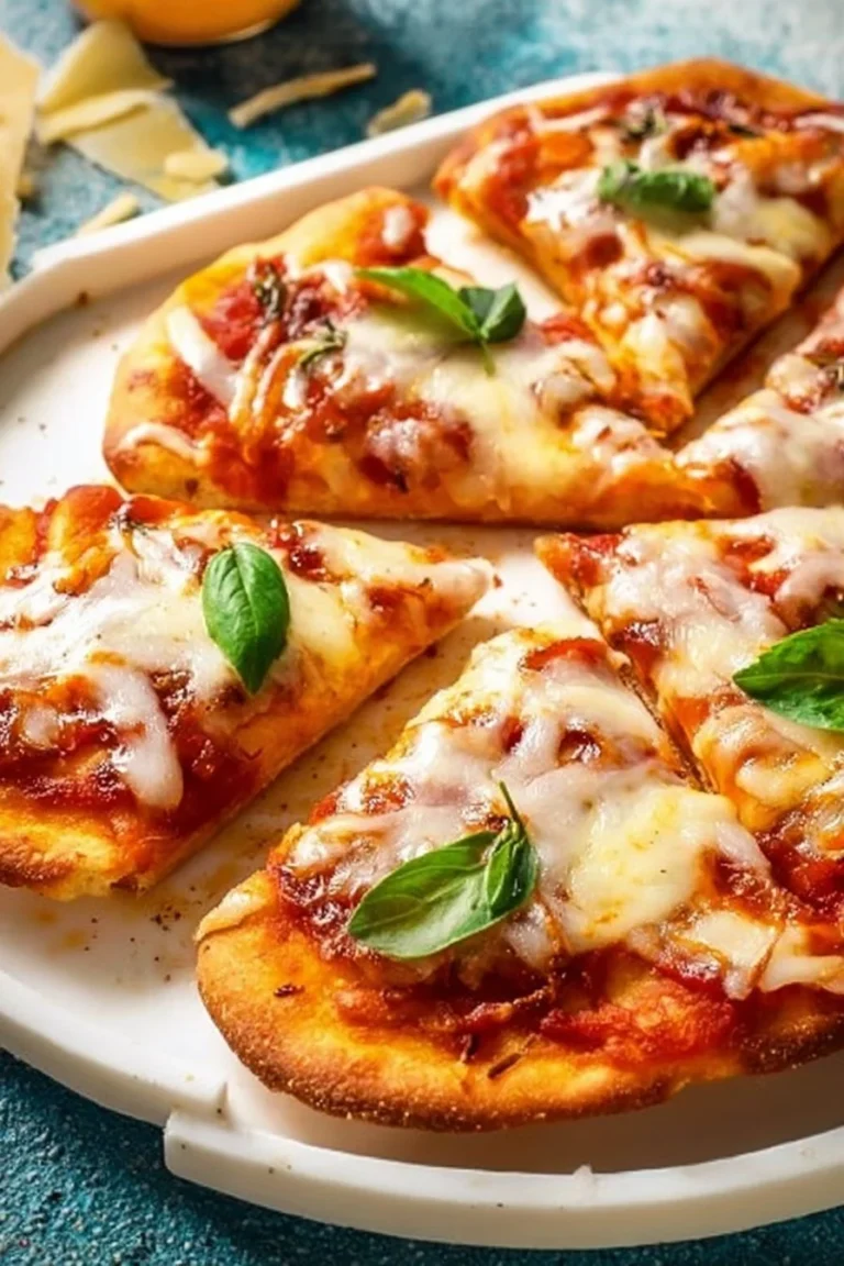 Delicious easy naan pizza topped with fresh ingredients and melted cheese.