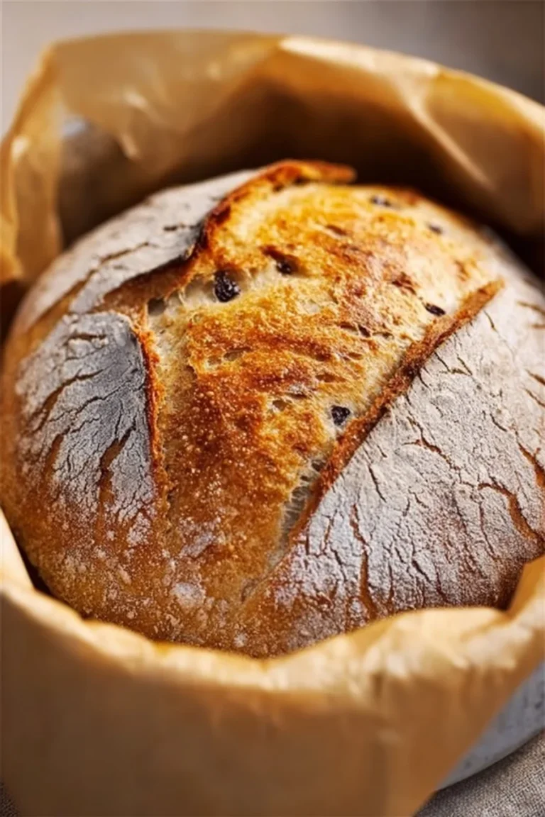 Freshly baked easy no-knead artisan bread loaf