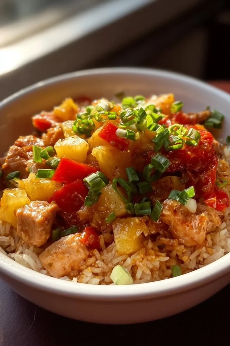 Delicious Pineapple Chicken Rice dish served in a bowl.
