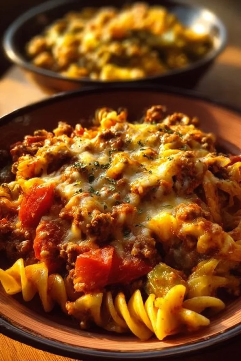 Delicious bowl of easy Rotel Pasta with ground beef and cheese