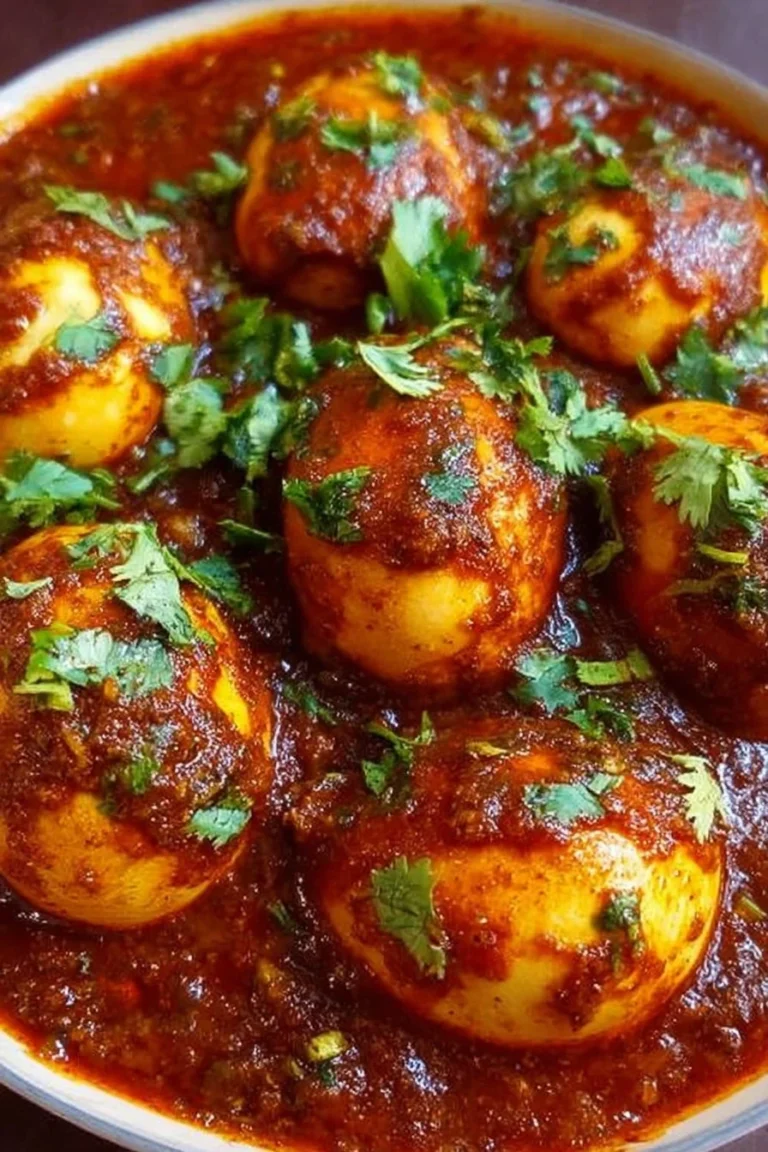 Delicious homemade egg curry served with rice and spices