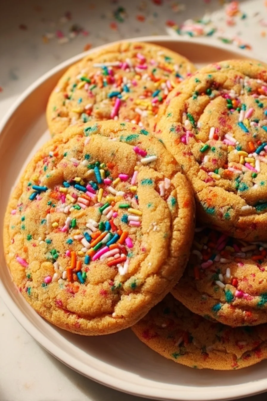 Delicious Funfetti Cookie Butter Cookies with colorful sprinkles