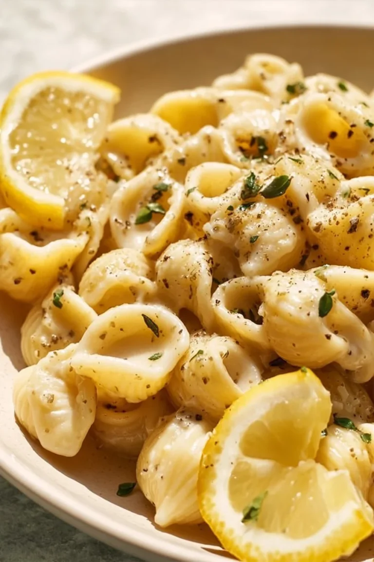 Plate of garlic butter pasta topped with parsley and Parmesan cheese