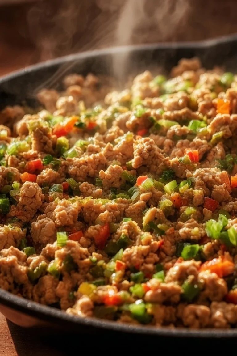 Garlic Ginger Turkey Skillet ready to serve, showcasing fresh ingredients and vibrant flavors.