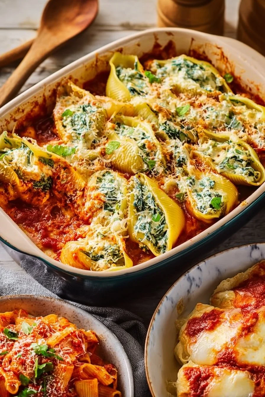 Healthy stuffed shells filled with nutritious ingredients on a plate