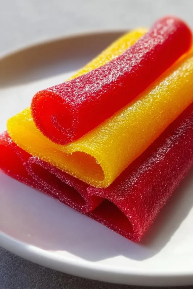 Homemade fruit roll ups made from fresh fruit and blended to perfection.