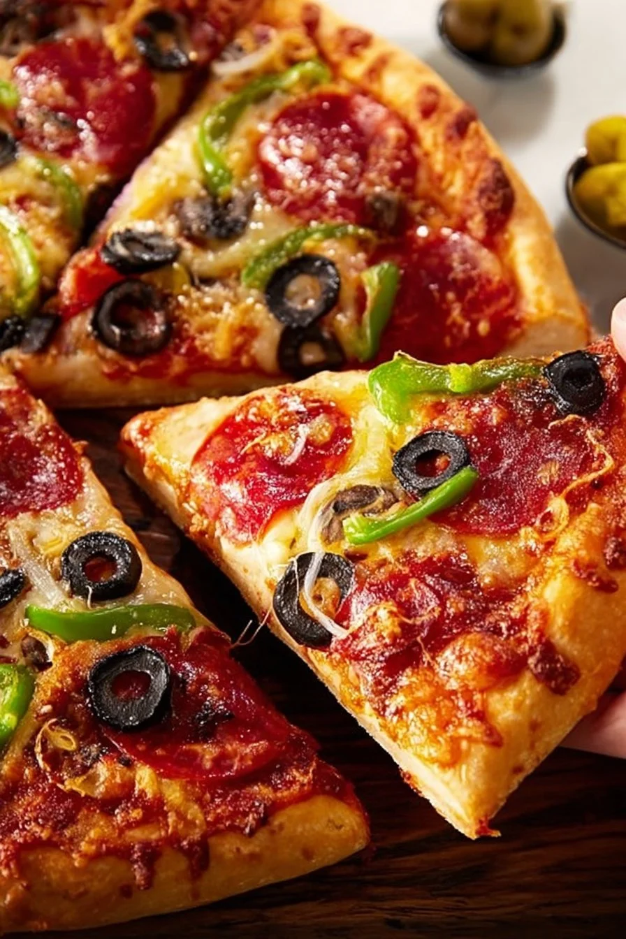 Delicious homemade pizza with fresh ingredients and a golden crust