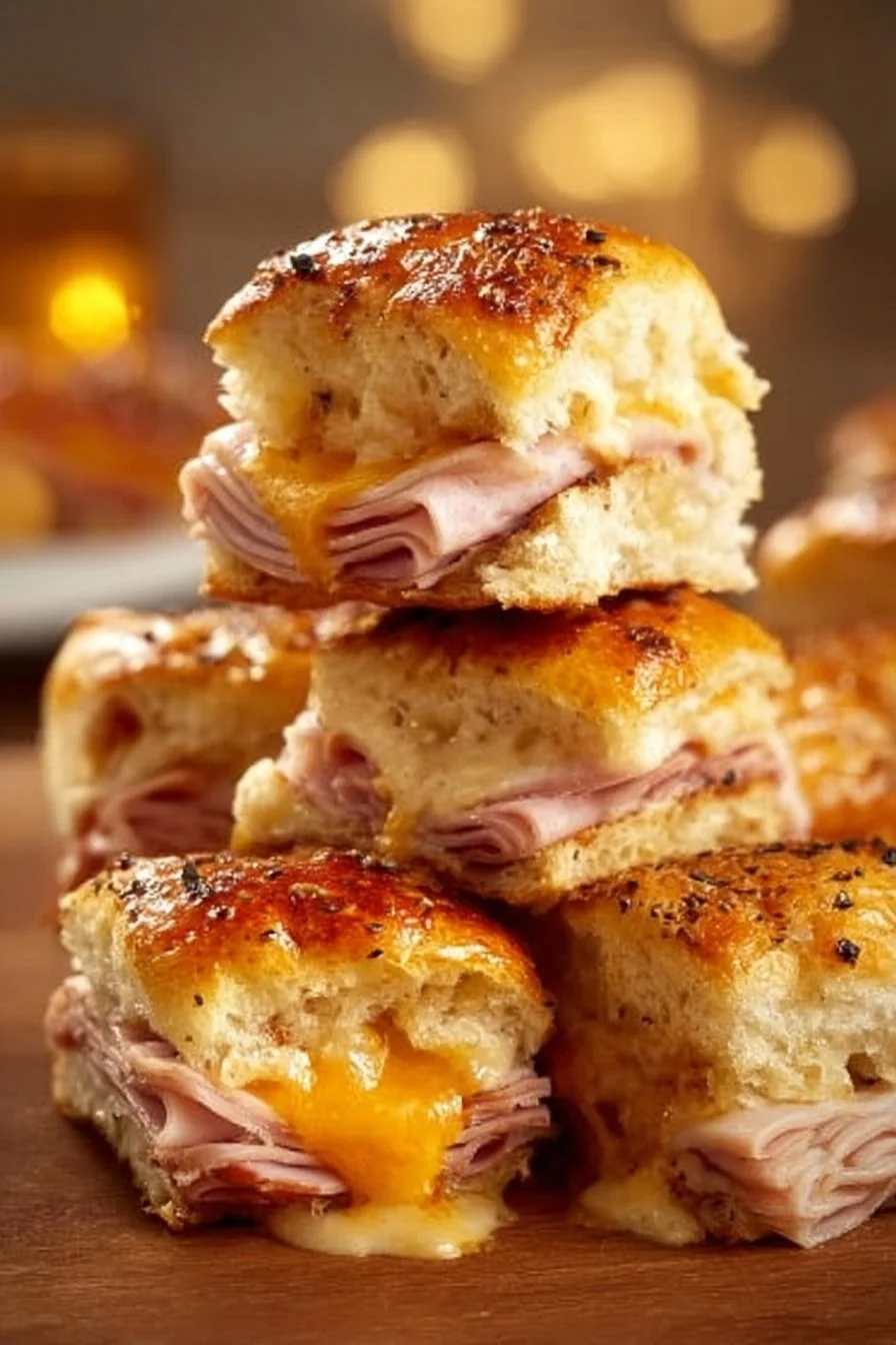 Irresistible baked club sliders served on a platter with fresh ingredients