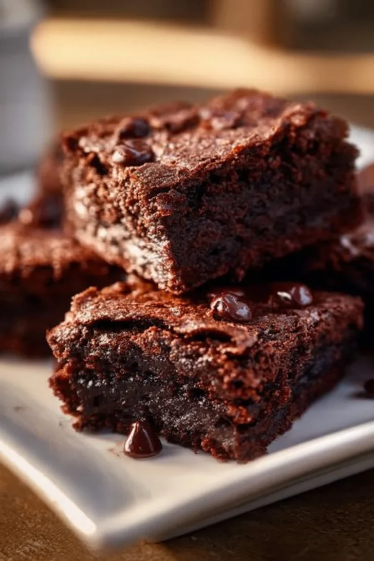 Delicious banana bread brownies fresh out of the oven, topped with chocolate drizzle.