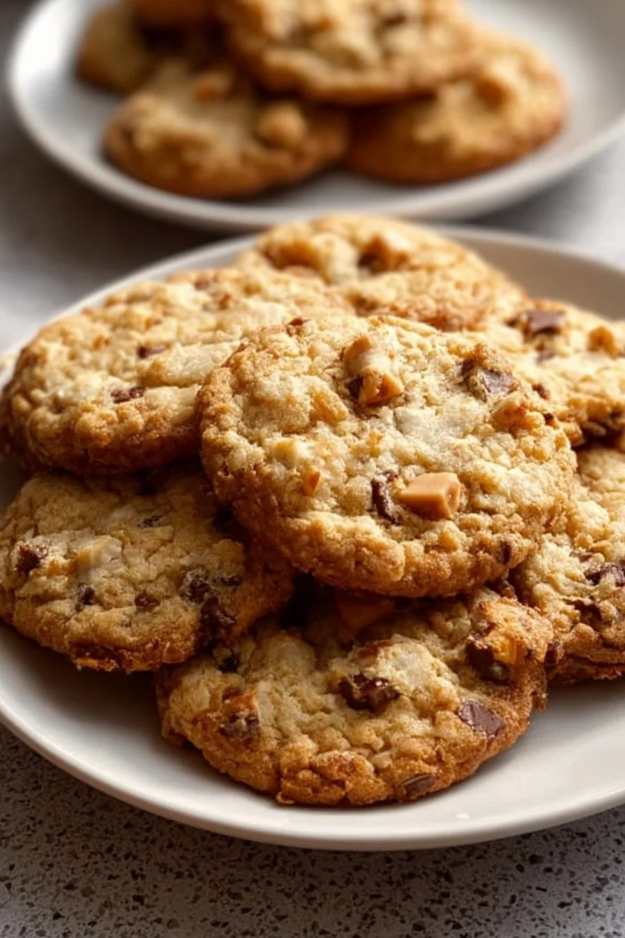 Delicious coffee toffee cookies with crunchy toffee pieces and rich coffee flavor