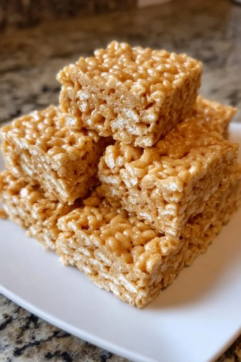 Deliciously made peanut butter rice krispie treats on a plate.