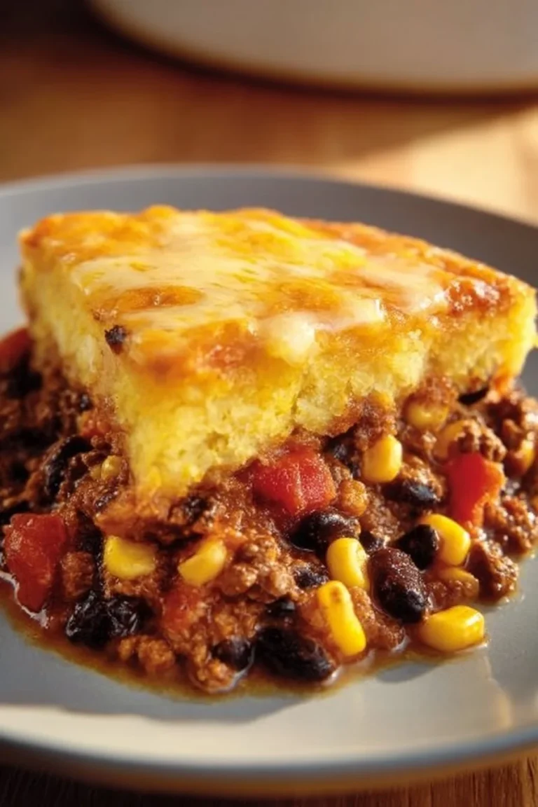 Irresistible tamale pie topped with cheese and fresh herbs