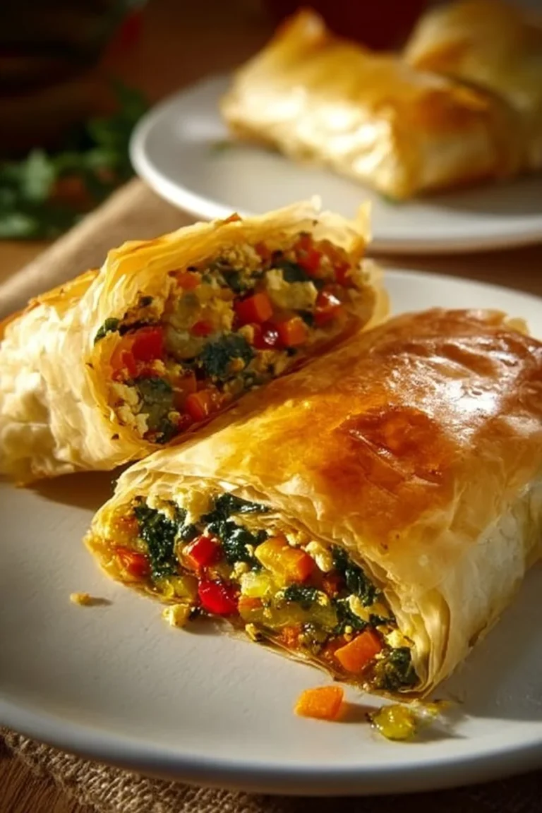 Irresistibly crispy veggie phyllo bake with fresh vegetables and golden pastry