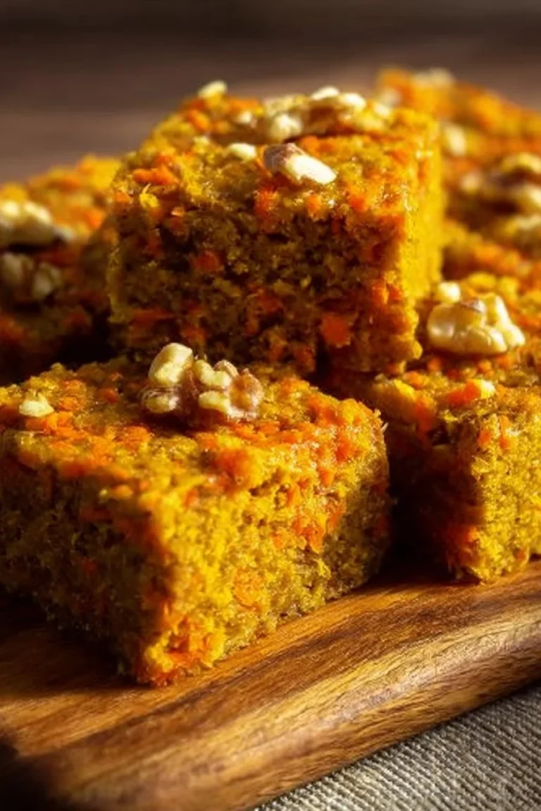 Irresistibly moist carrot cake bars with cream cheese frosting and walnuts