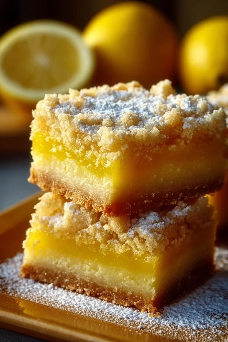 Delicious lemon crumb bars topped with a buttery crumble and fresh lemon zest