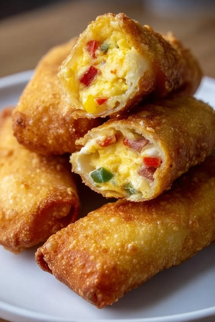 Crispy jalapeno popper egg rolls filled with cream cheese and jalapenos.