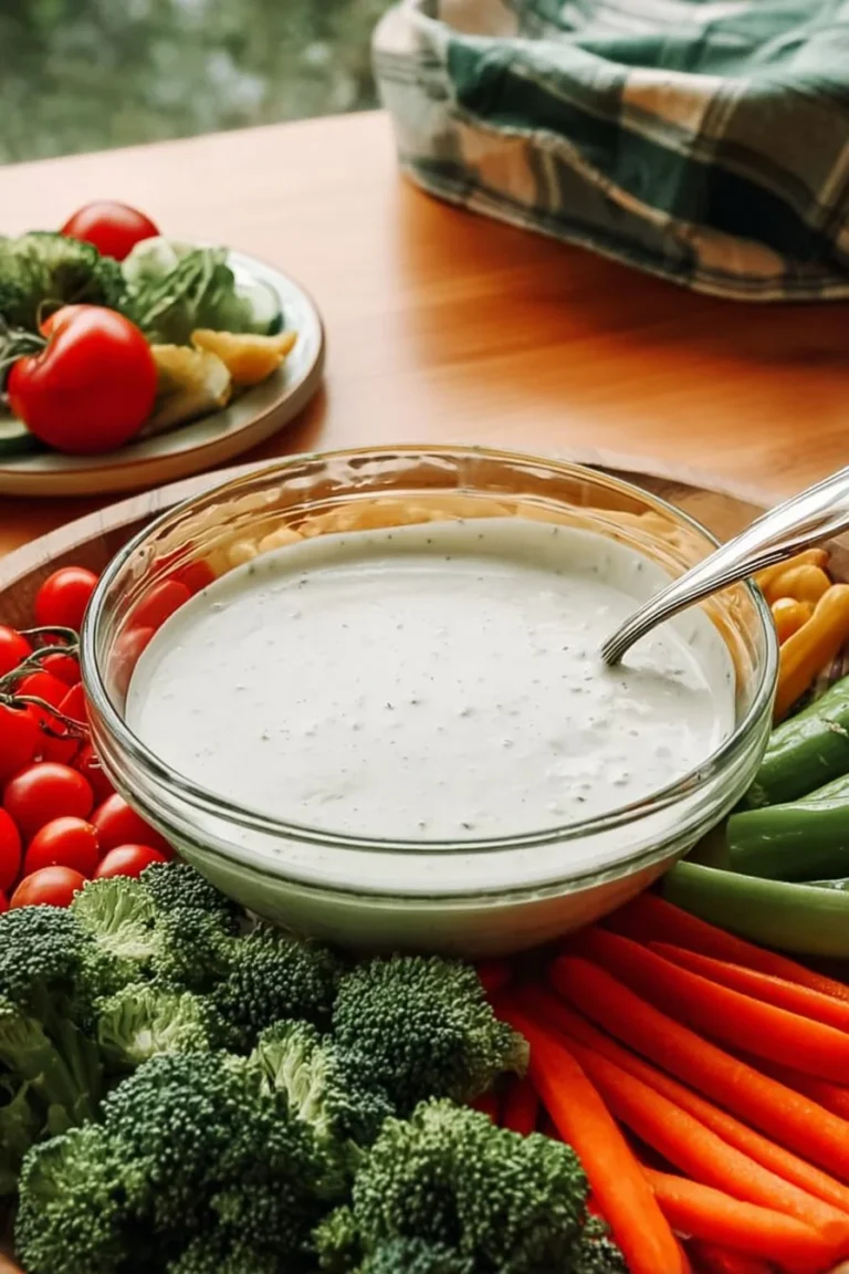Kefir Ranch Dressing served in a bowl with fresh vegetables