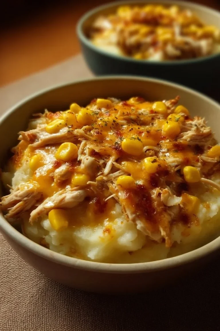 Delicious KFC Bowl copycat recipe featuring chicken, mashed potatoes, and corn.