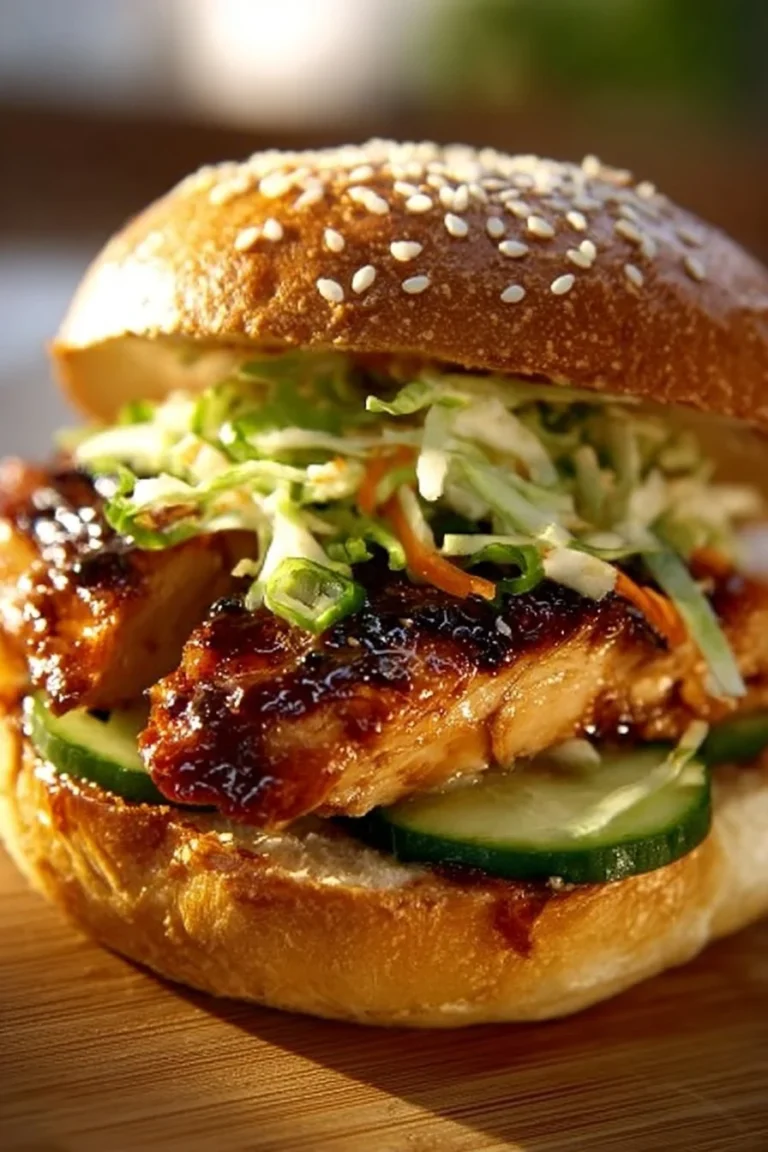 Korean BBQ Chicken Sandwich with fresh ingredients and vibrant sauces