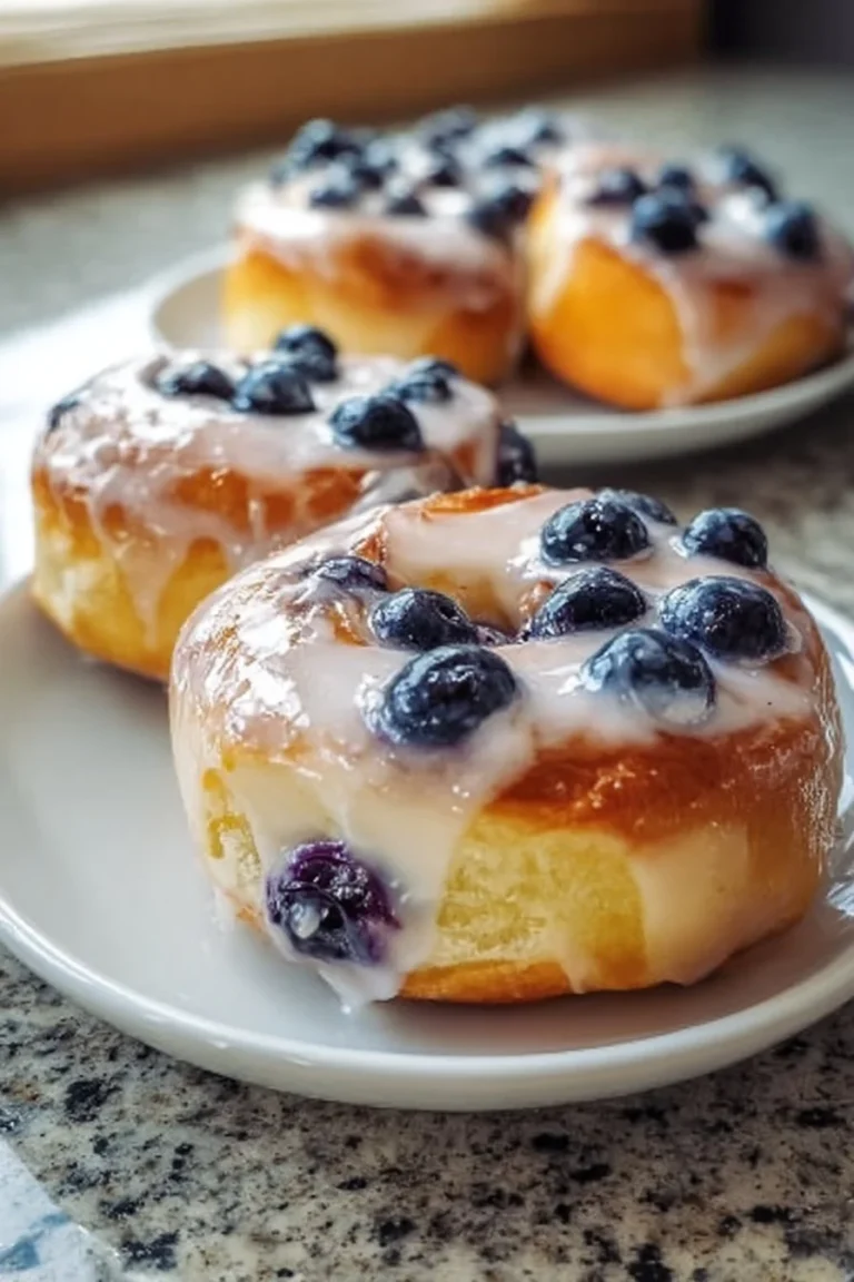 Delicious Lemon Blueberry Buns with a zesty lemon glaze and fresh blueberries