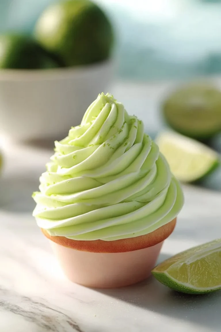 Lime Buttercream Frosting on a cake topped with lime zest.