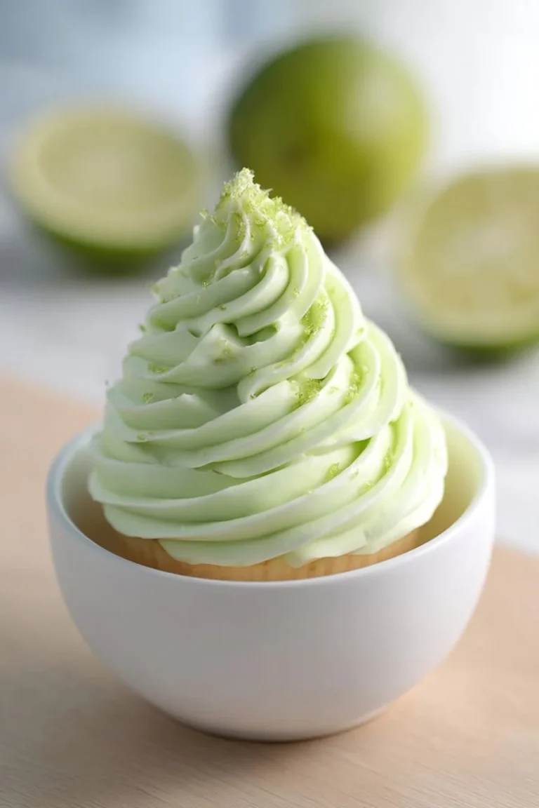 Delicious Lime Buttercream Frosting on a cupcake
