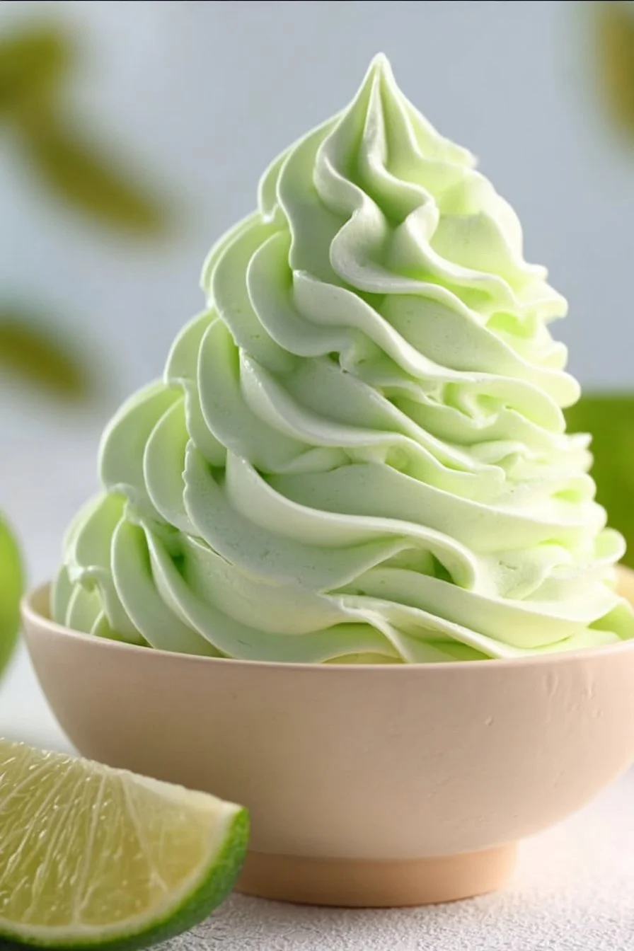 Delicious Lime Buttercream Frosting decorating a cupcake