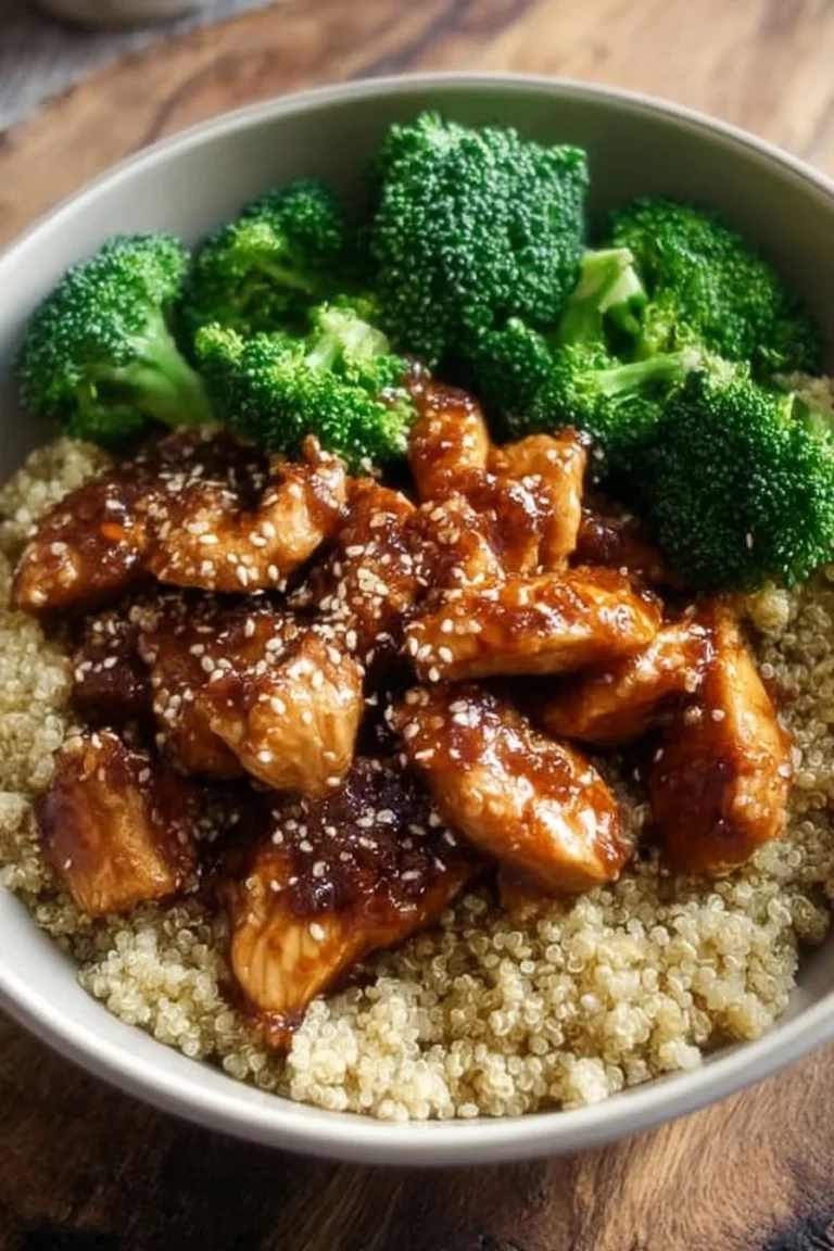 Delicious Maple Dijon Chicken Bowl topped with fresh vegetables