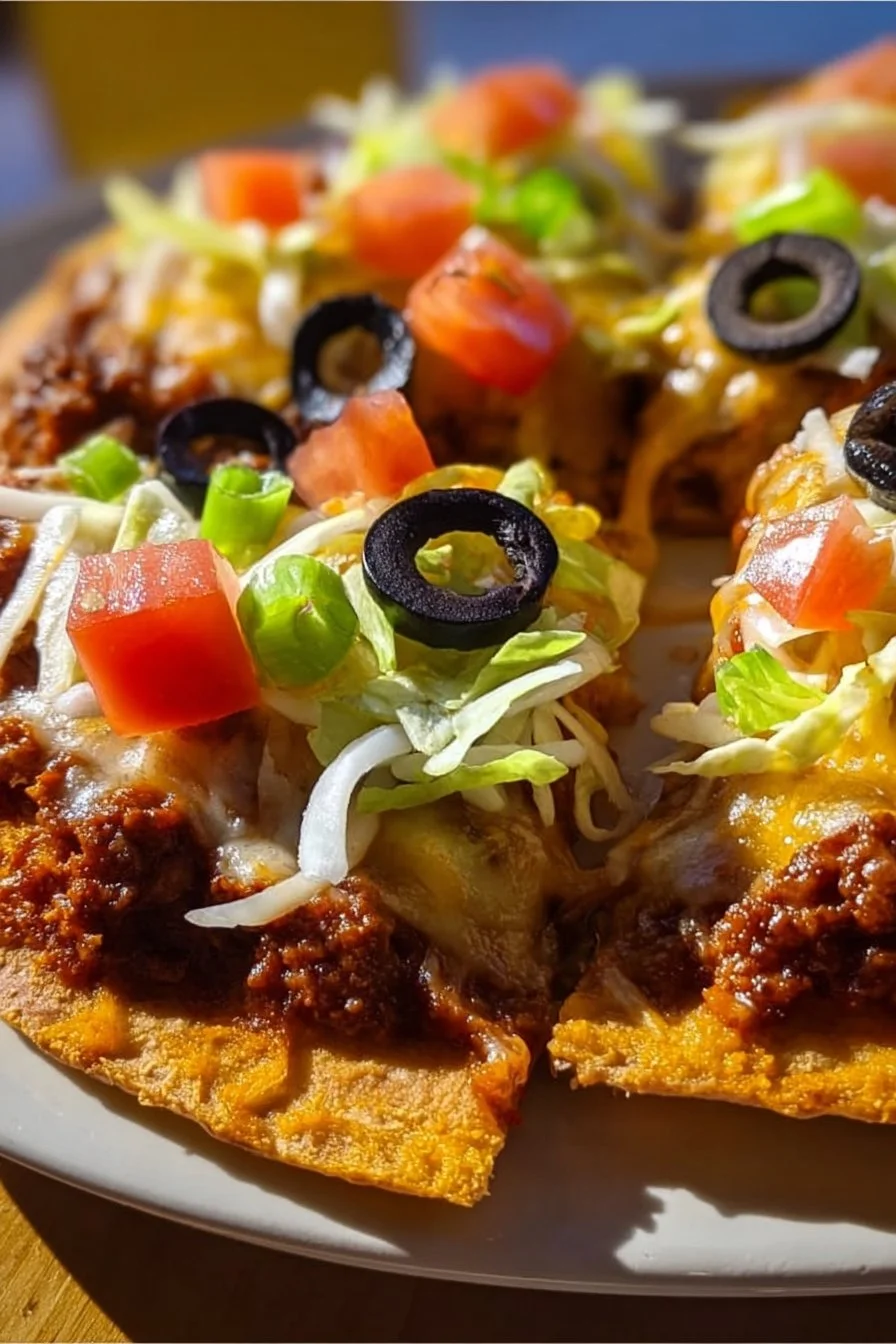 Homemade Mexican Pizza inspired by Taco Bell's recipe.