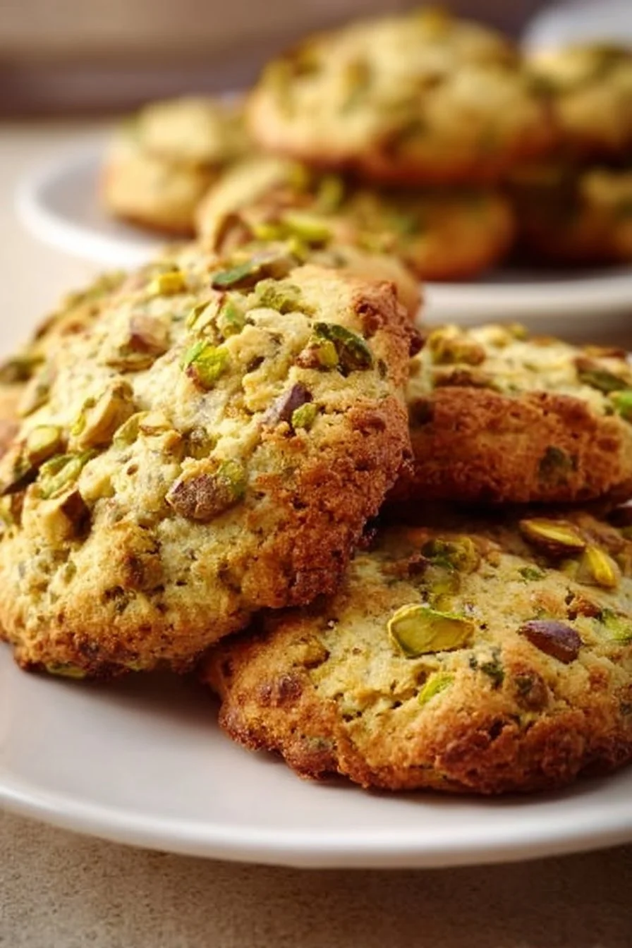 Delicious homemade pistachio cookies with a crunchy texture and vibrant color