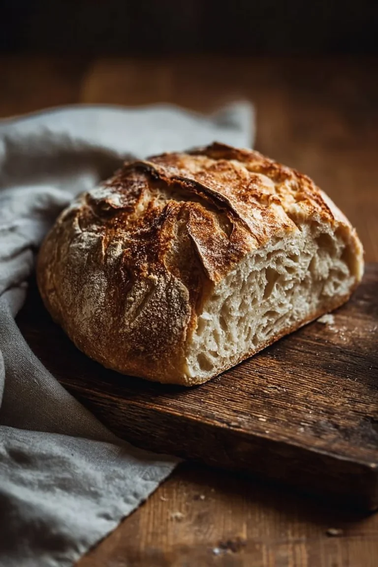 Freshly baked quick homemade crusty bread on a cooling rack