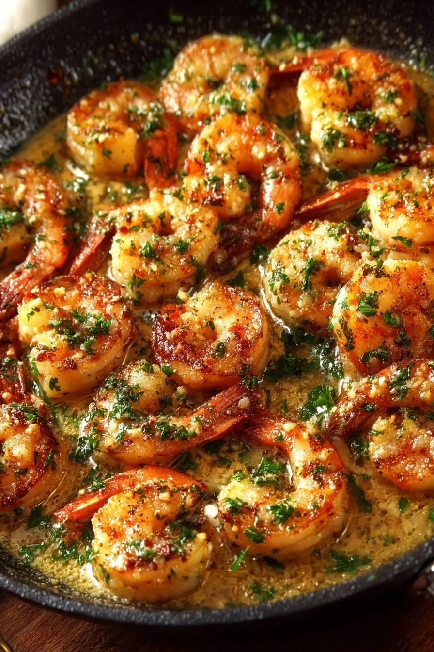 Delicious Garlic Parmesan Shrimp served with herbs and spices