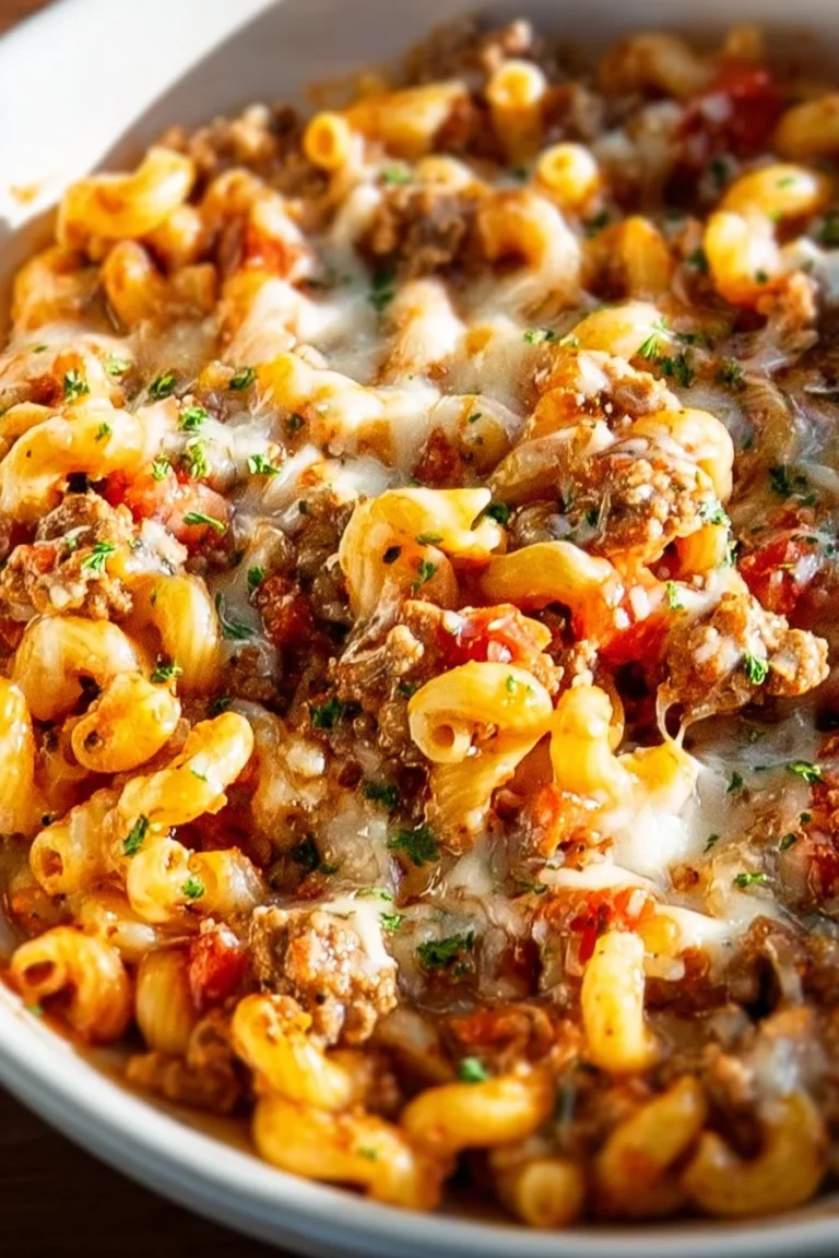 Delicious plate of savory Italian sausage pasta garnished with herbs.