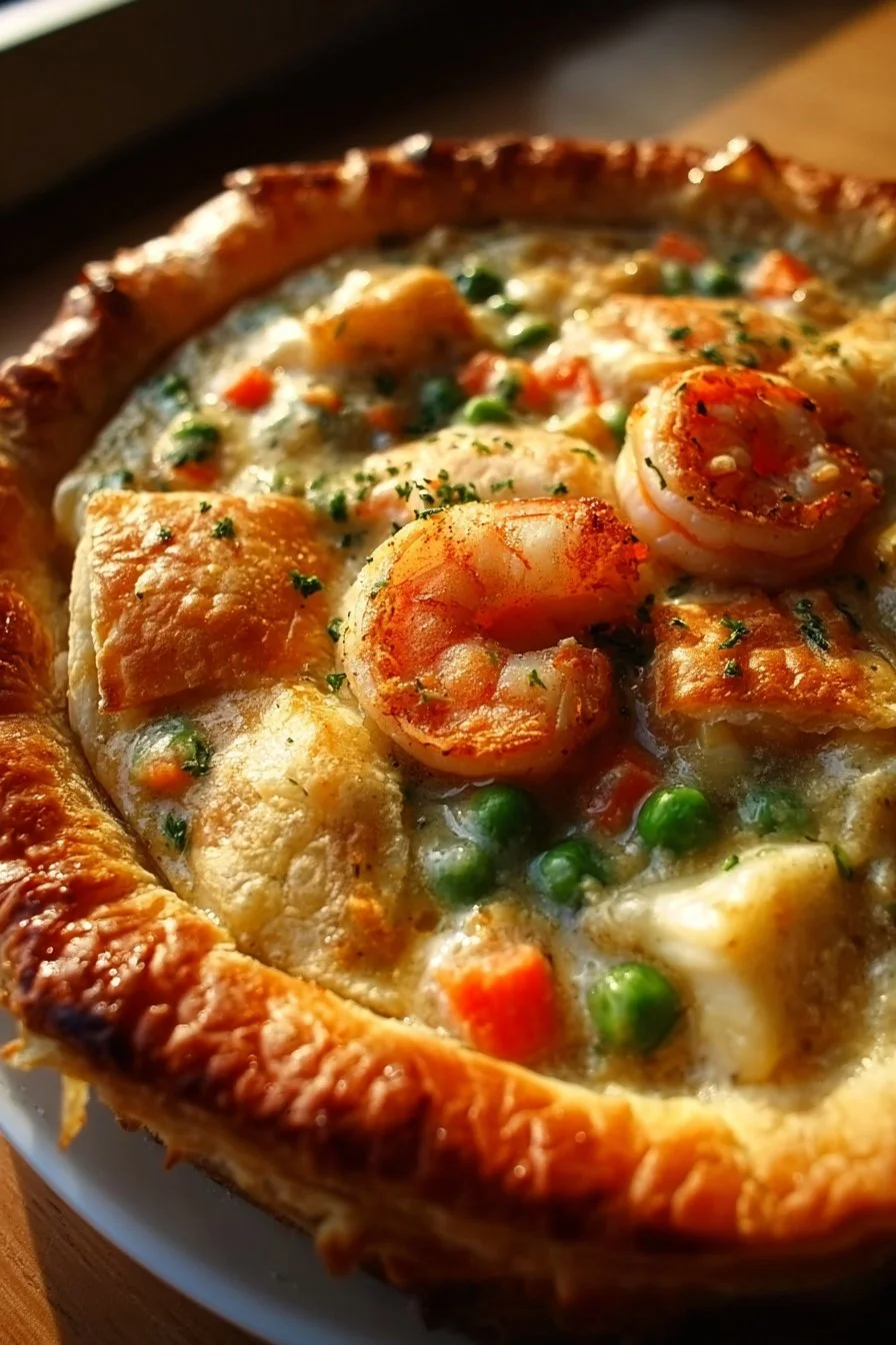 Delicious Seafood Pot Pie with fresh ingredients and flaky crust