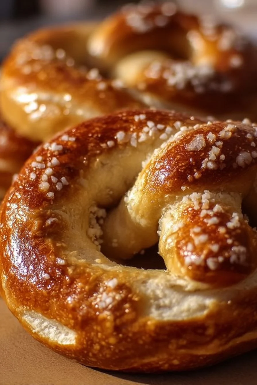 Delicious soft pretzels served with mustard and salt