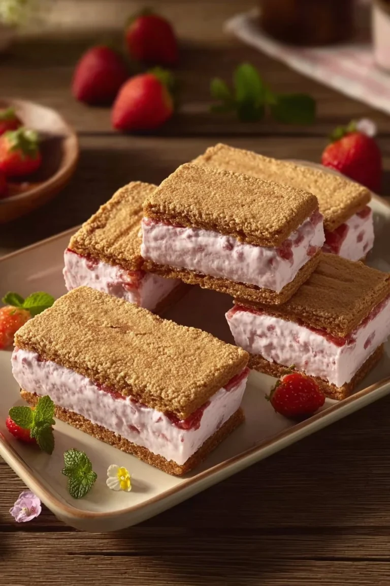 Strawberry Ice Cream Sandwiches with fresh strawberries and creamy ice cream