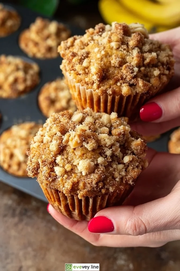 Vegan banana bread crumble muffins in a rustic setting