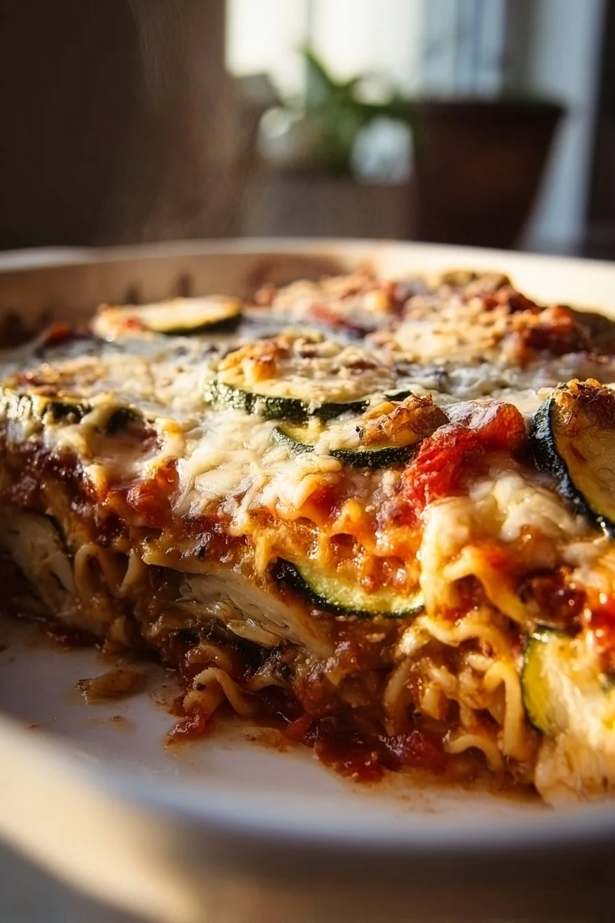 Delicious Vegetable Lasagna with layers of fresh vegetables and cheese