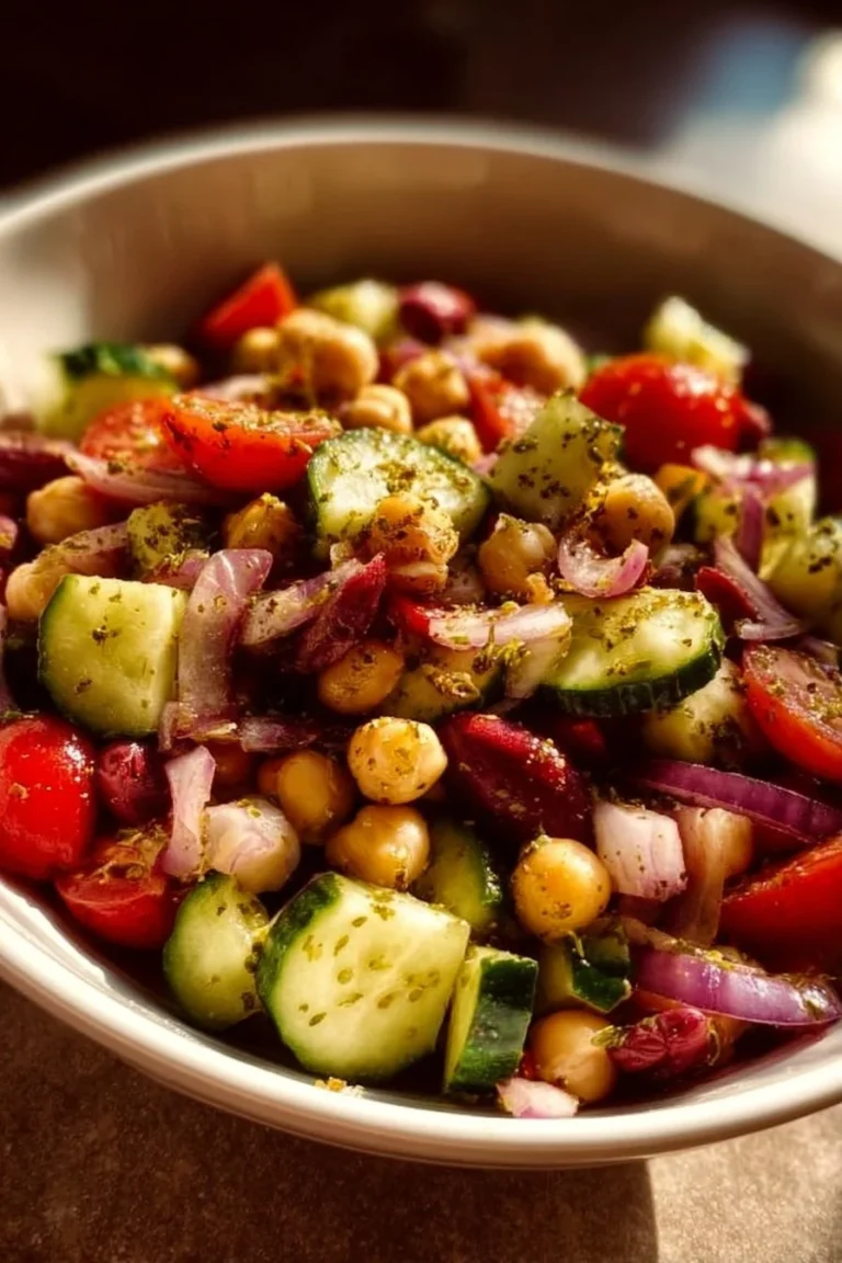 Vibrant Zaatar Bean Salad with fresh vegetables and aromatic herbs