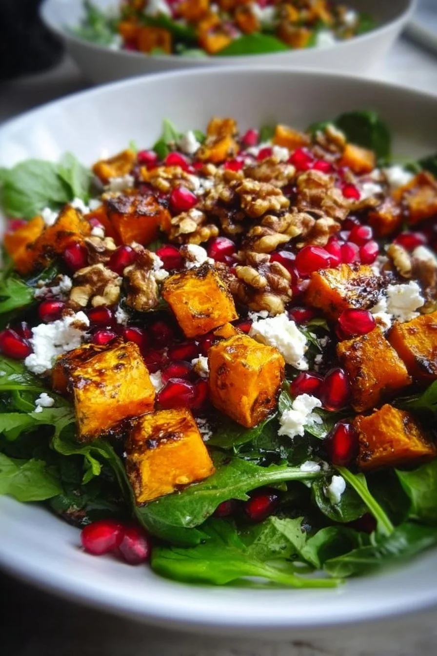 Colorful winter salad with seasonal vegetables and greens