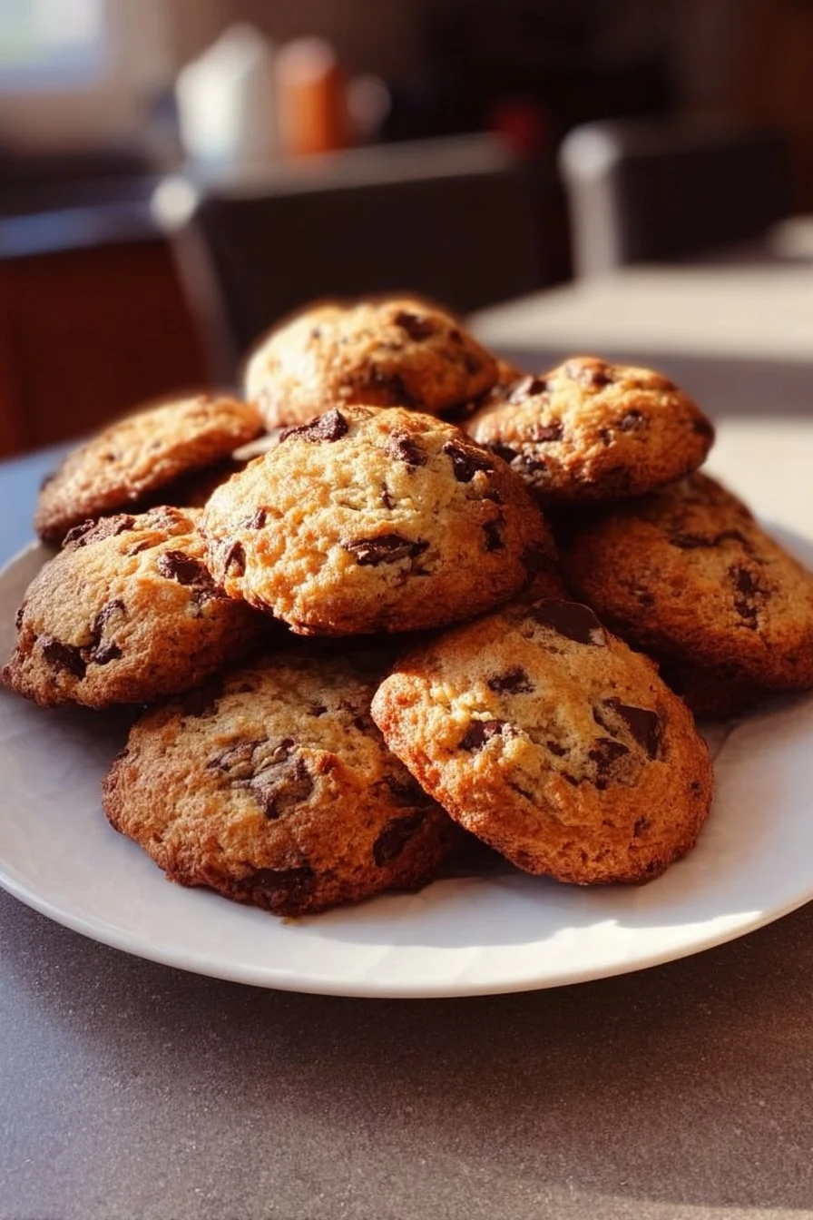 Homemade Banana Chocolate Chip Cookies on a cooling rack