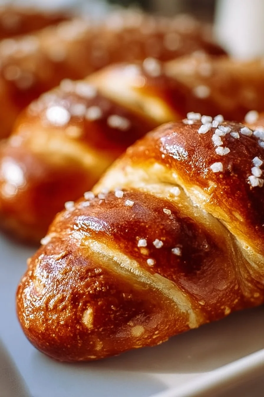 Delicious cheesy pretzel dogs with melted cheese and soft pretzel bun