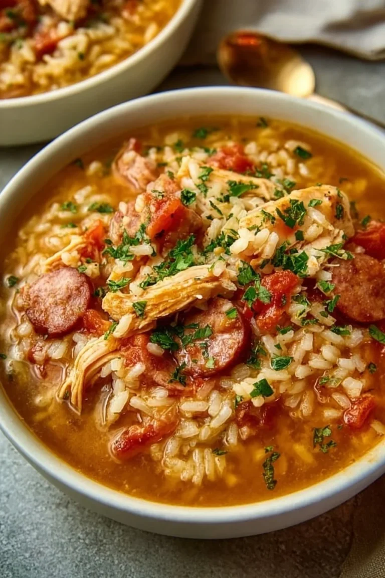 Delicious plate of Chicken Bog served with rice and herbs