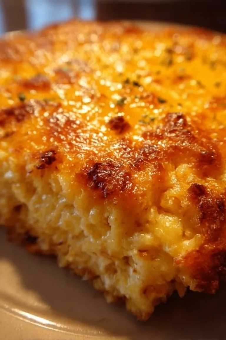 Cheesy Chicken Hashbrown Casserole in a baking dish ready to serve