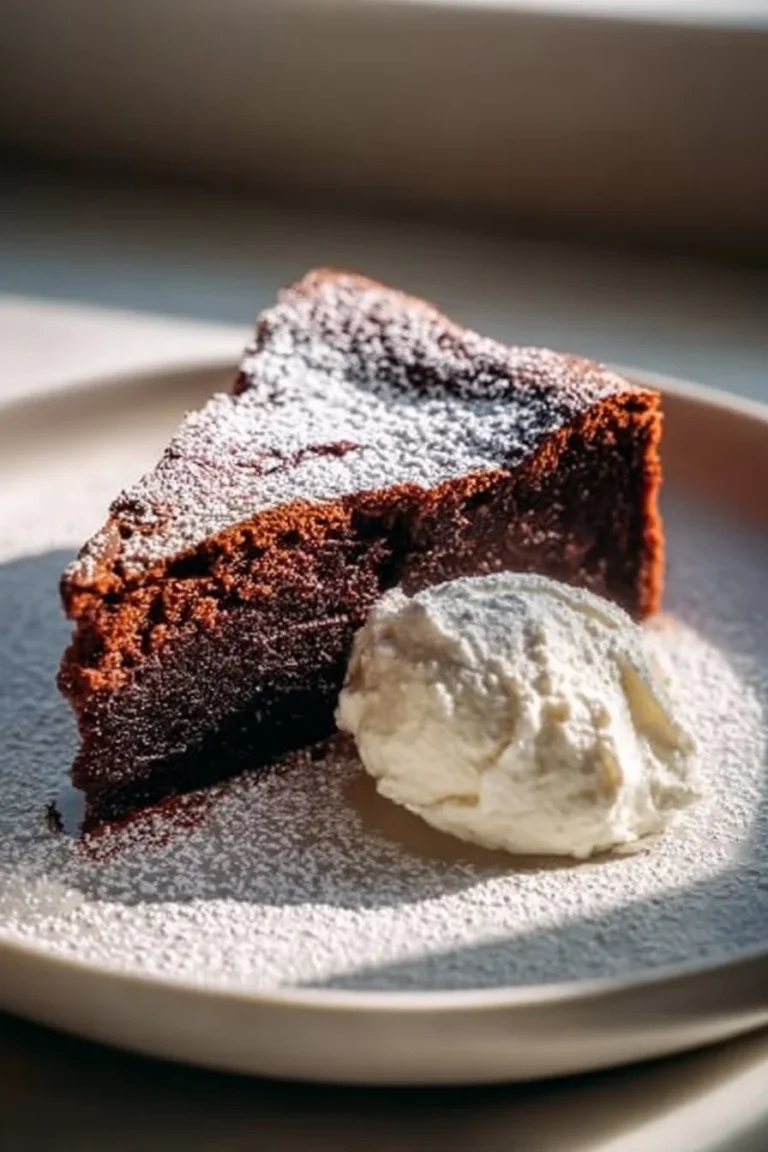 Slice of Chocolate Ricotta Cake with a rich chocolate frosting