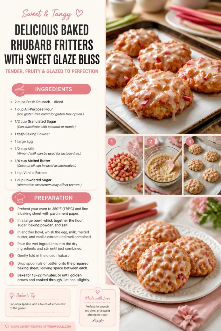 Delicious baked rhubarb fritters topped with a sweet glaze