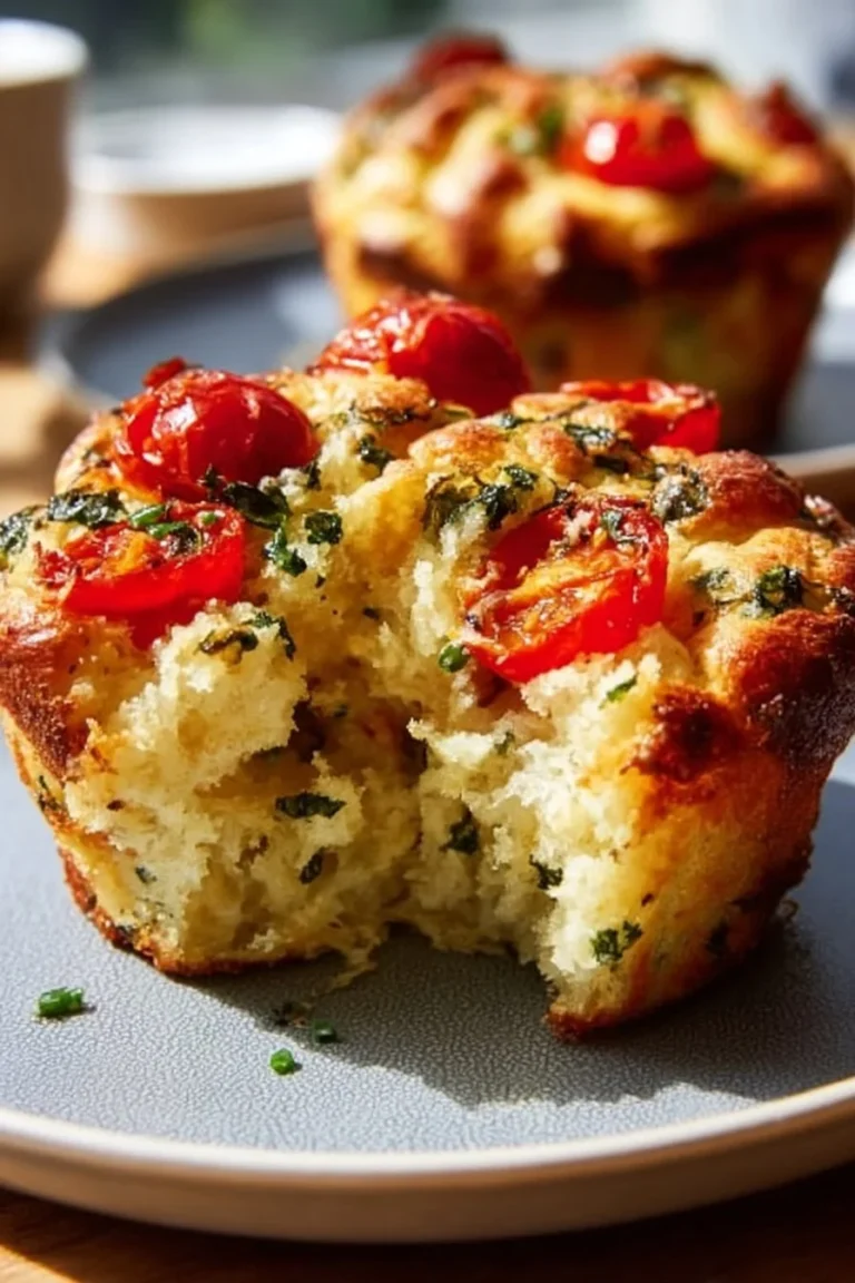 Freshly baked focaccia muffins topped with herbs and olive oil