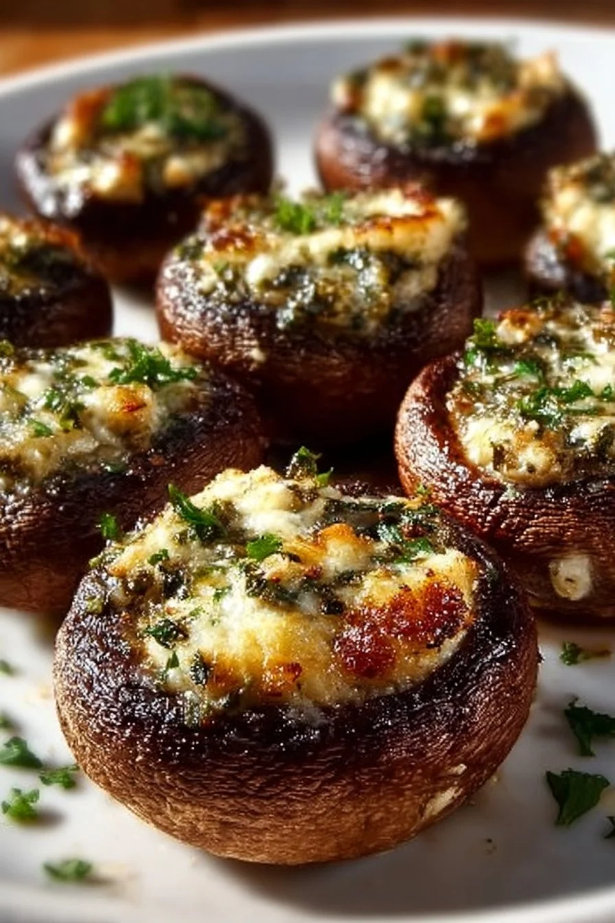 Delicious Garlic Parmesan Mushrooms served in a white bowl